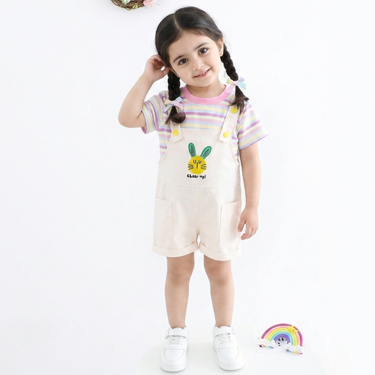طقم قطعتين ( بلوزة قطنية + أفرهول كتان ناعم) SSP-667G