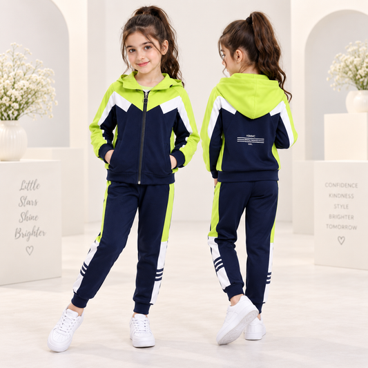 AO0508-284 بدلة سبورت بناتي ستان قطعتين ( جكيت + بنطلون )