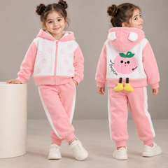 SSN040924-13 طقم بناتي شتوي مبطن فرو من الداخل قطعتين ( جكيت + بنطلون )