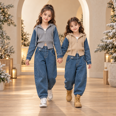 RM171223-26 طقم بناتي قطعتين خريفي شتوي ( جكيت + بنطلون جينز )