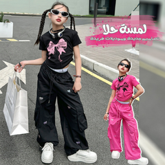 RM150424-38 طقم بناتي قطعتين ( بلوزة + بنطلون كاجول)