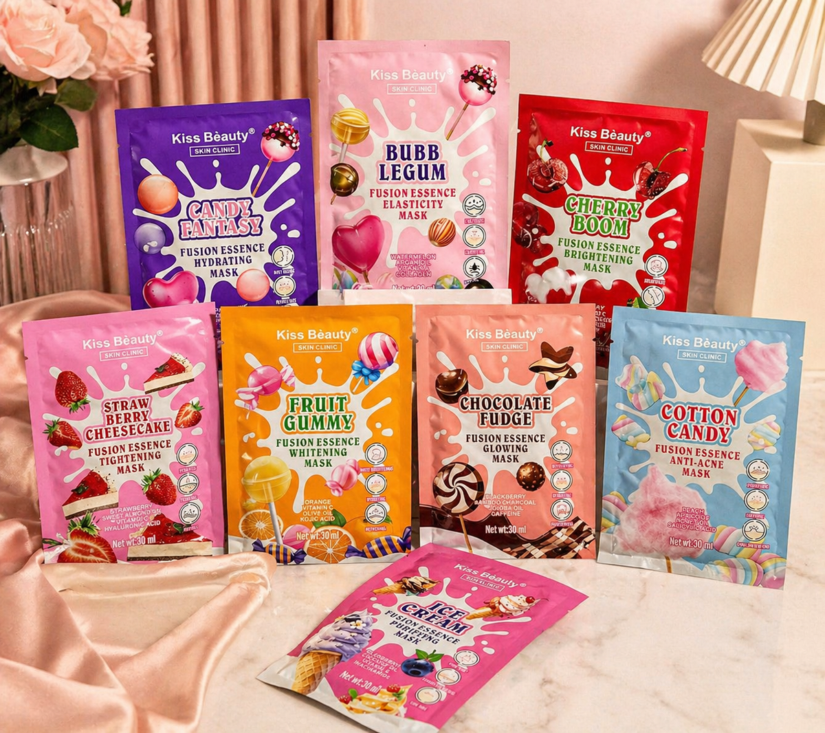 مجموعة ماسكات الوجه Kiss Beauty بنكهات منعشة – عناية متكاملة لبشرة مشرقة Cos-270426-02