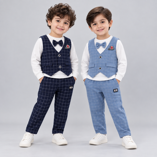 AO1023-14 طقم بدلة 4 قطع( بلوزة + بنطلون + فست+ ببيونة)